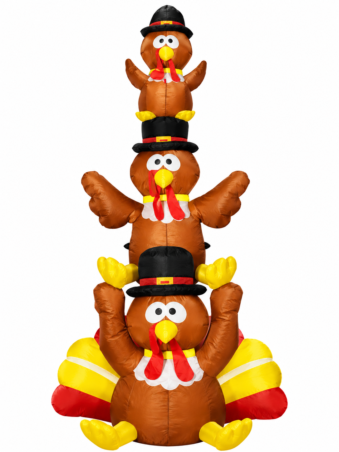 Gerson International 6ft Lighted Outdoor Inflatable Stacked Turkeys – Thanksgiving Yard Decor