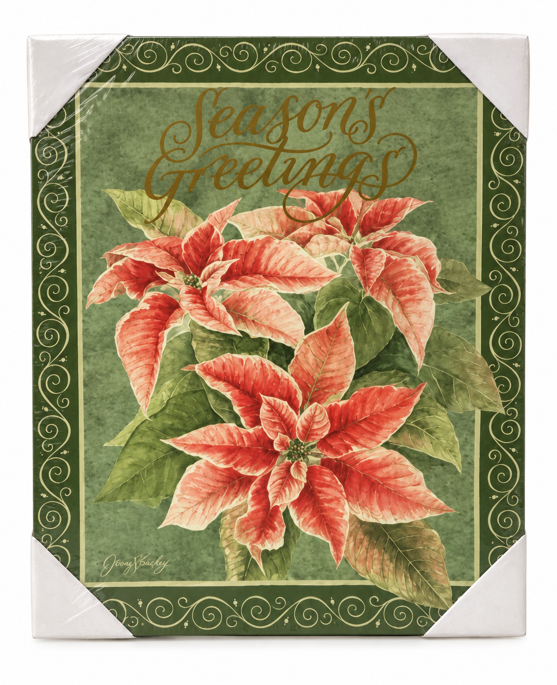 Glow Decor "Season's Greetings" Poinsettia Lighted Canvas Art