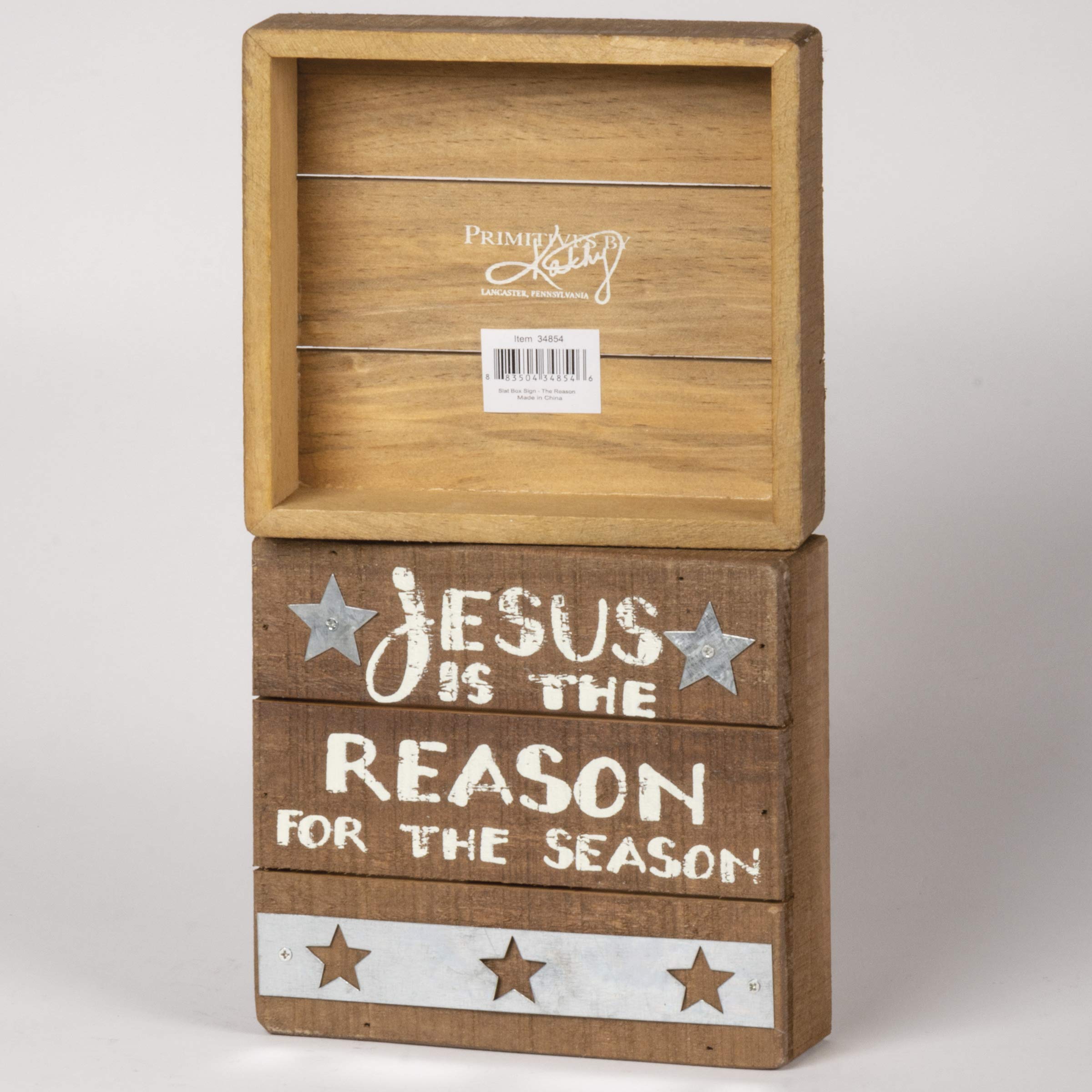 Primitives by Kathy Slat Box Sign, Jesus is The Reason for The Season