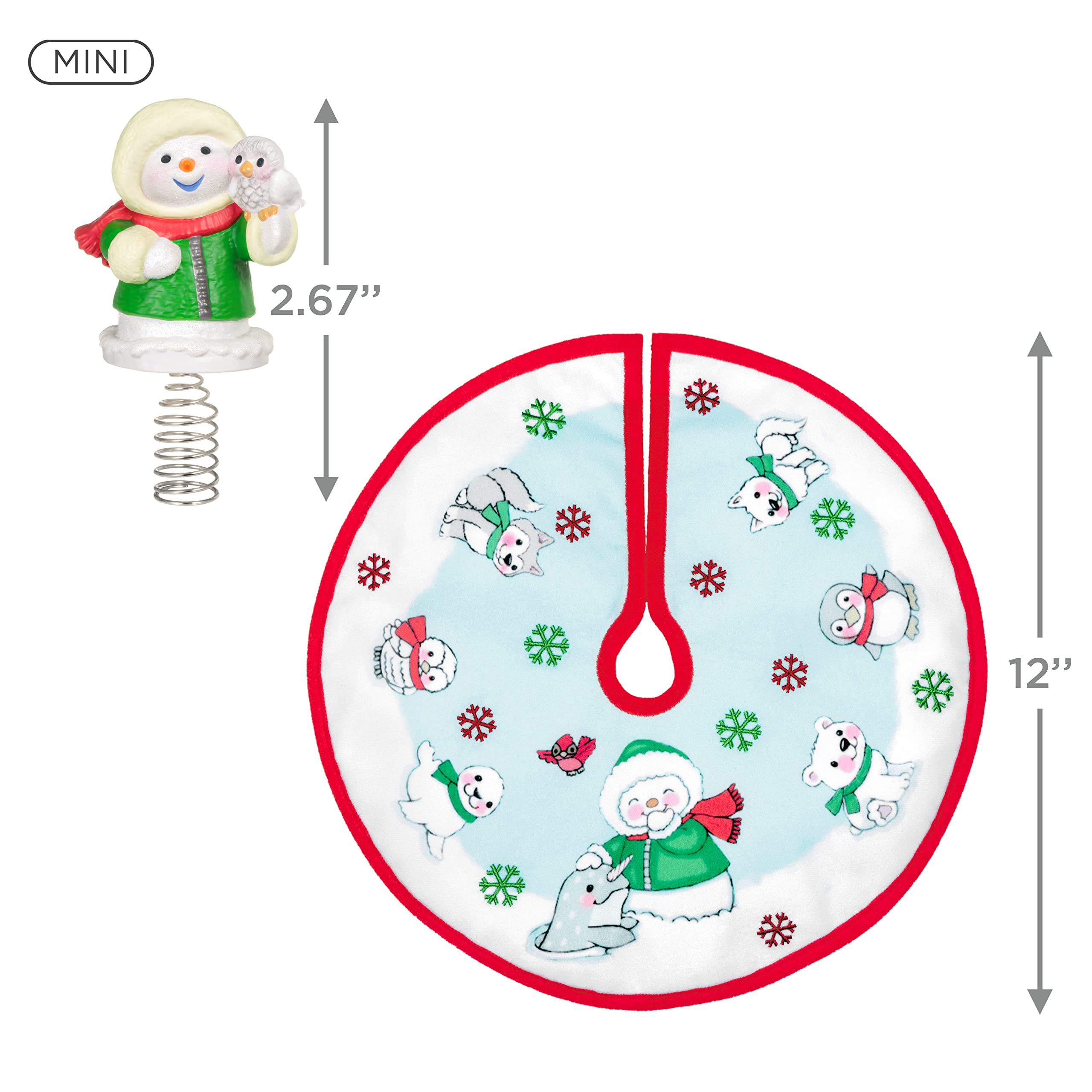 Hallmark Ornament 2022 Snow Buddies Miniature Tree Topper & Skirt Set