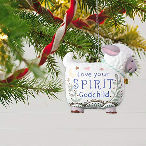 Hallmark Keepsake Christmas Ornament 2019 Year Dated Love Your Spirit, Godchild Lamb, New Baby Baptism Gift Porcelain,