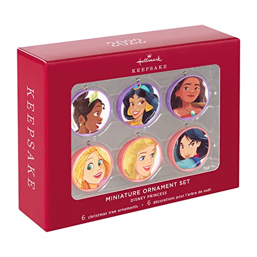 Hallmark Keepsake Miniature Plastic, Christmas Ornament 2022, Disney Princess, Mini Set of 6