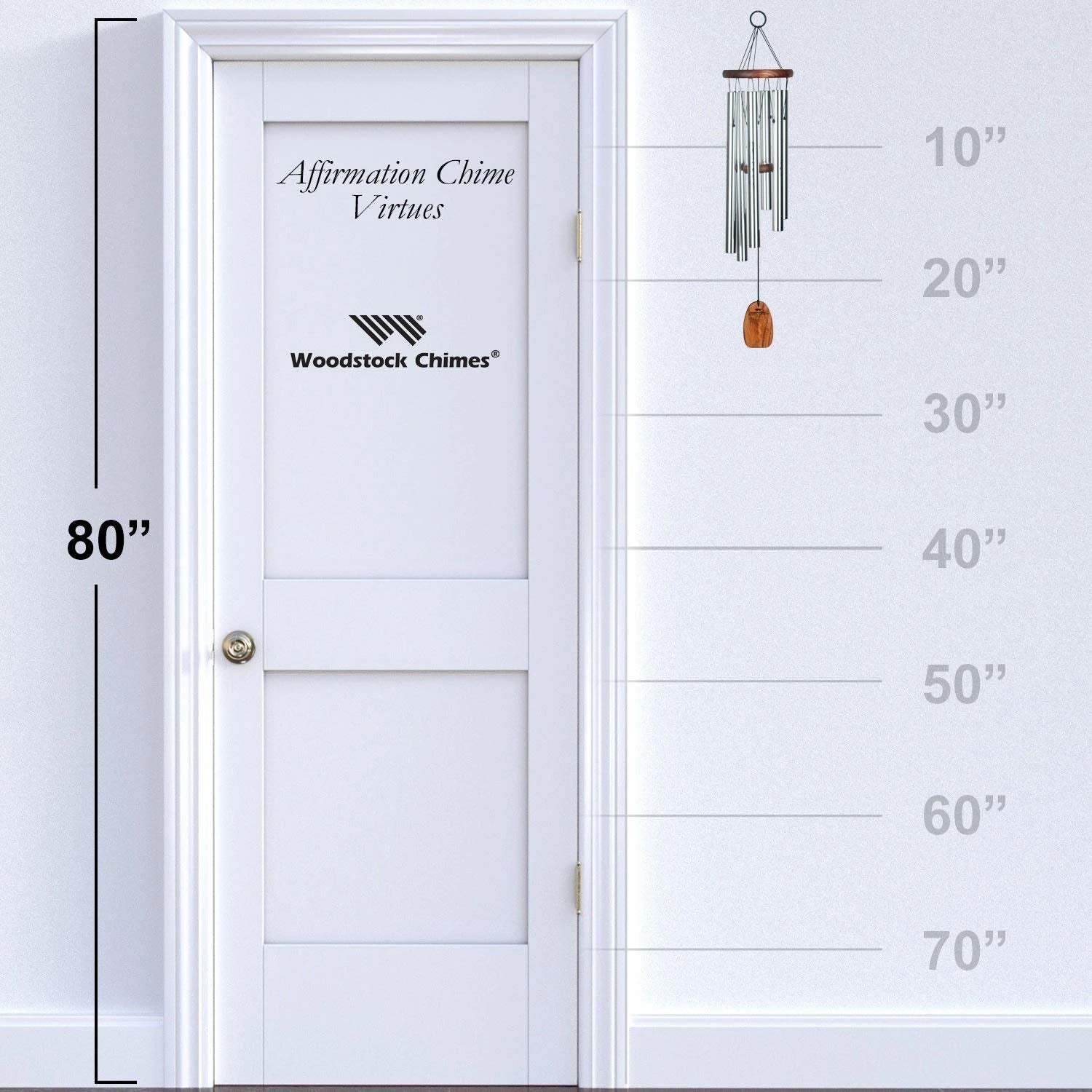 Woodstock Chimes Signature Collection, Affirmation Chime, 25'' Virtues Inspirational and Memorial Wind Chimes for Outdoor, Patio, Home or Garden Décor (AFVSB)