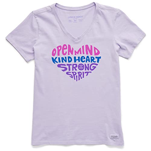 Extra Large Life is Good Women's V-Neck Crusher Lite T-Shirt (Open Mind Heart - Lilac Purple, X-Large)