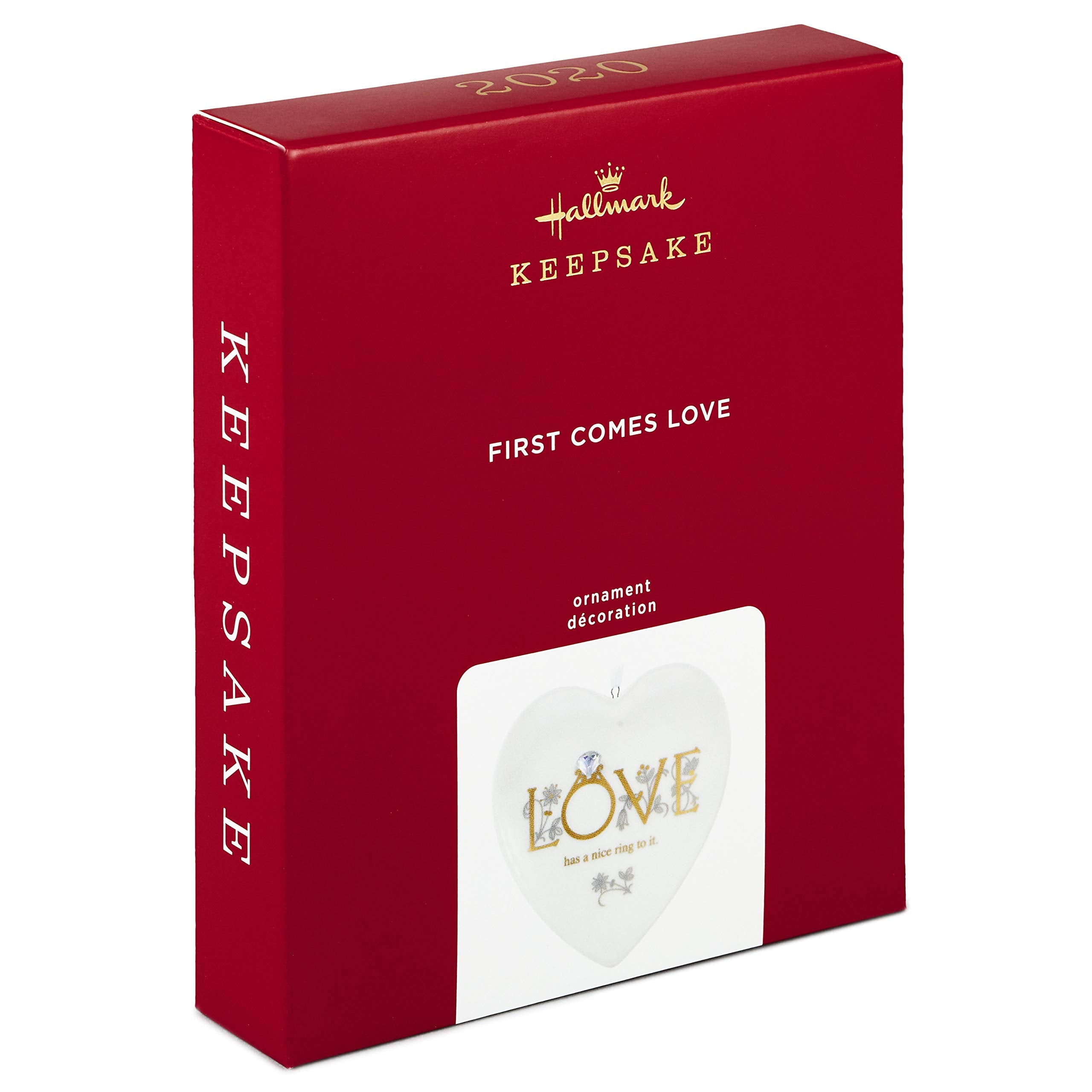 Hallmark Keepsake Christmas Ornament 2020 First Comes Love Engagement Ring Heart Porcelain