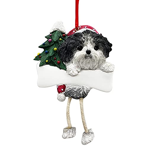 Shih Tzu Ornament with Unique "Dangling Legs" Hand Painted and Easily Personalized Christmas Ornament