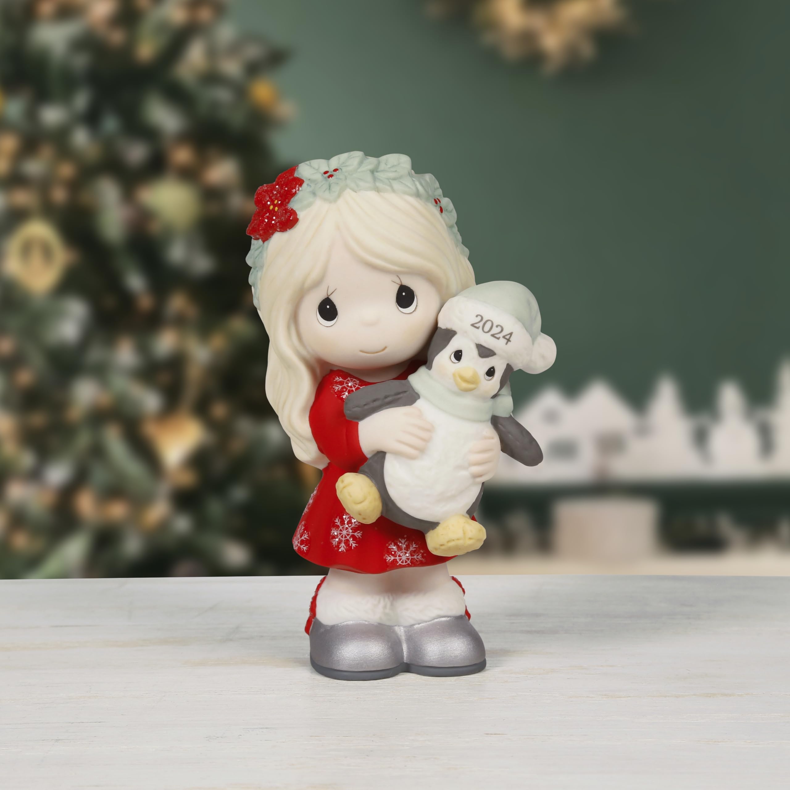 Precious Moments 2024 Christmas Figurine | Have Yourself A Merry Little Christmas Dated 2024 Bisque Porcelain Figurine | Holiday Decor & Gifts