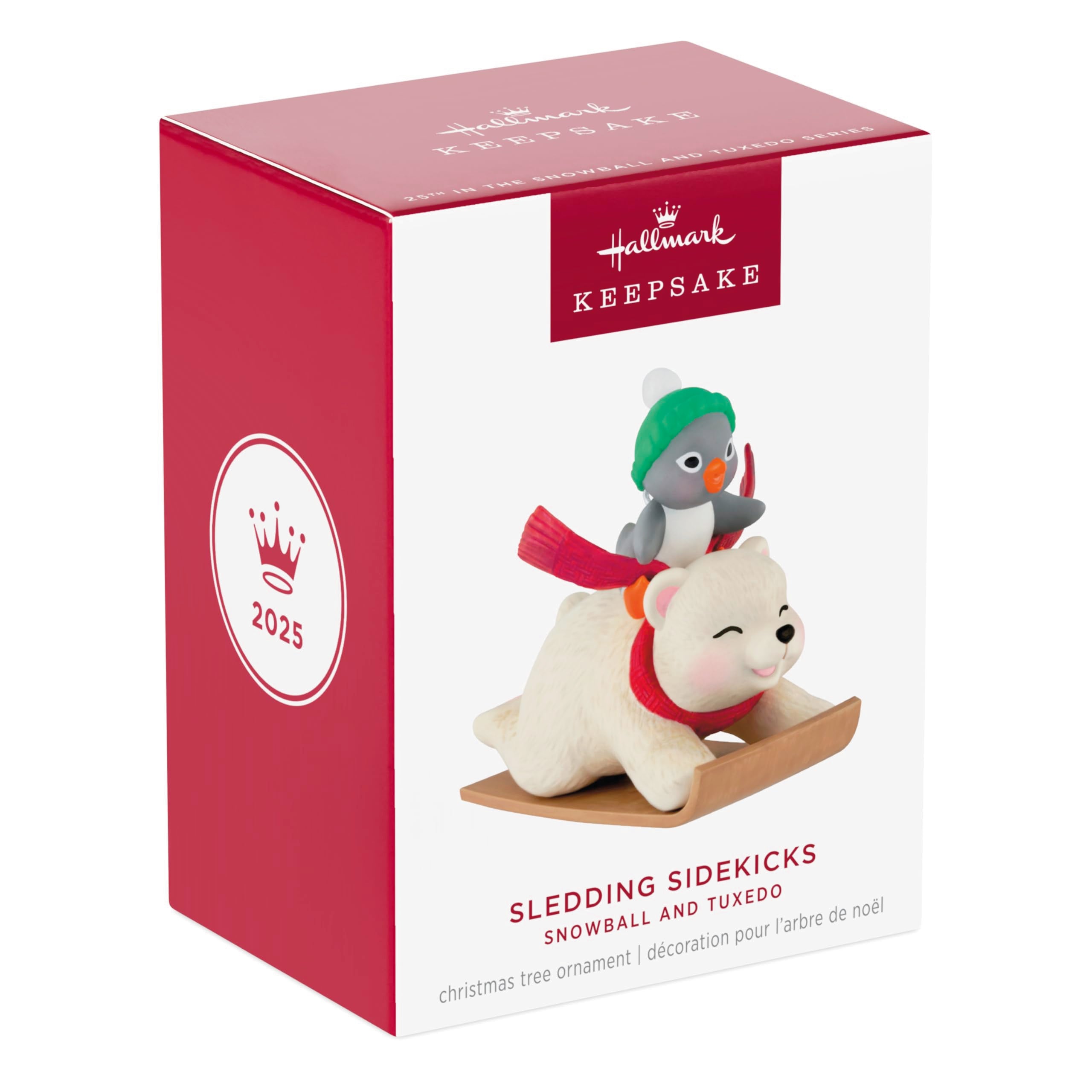 Sledding Sidekicks Snowball and Tuxedo 2025 Hallmark Keepsake Christmas Ornament