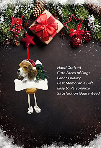 E&S Beagle Ornament  with Uniquely "Dangling Legs" Hand Painted and Easily Personalized