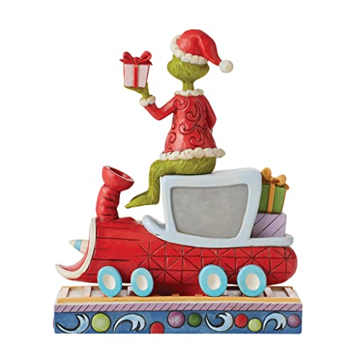 Enesco Jim Shore Dr. Seuss The Grinch on Train Figurine, 8.07 Inch, Multicolor