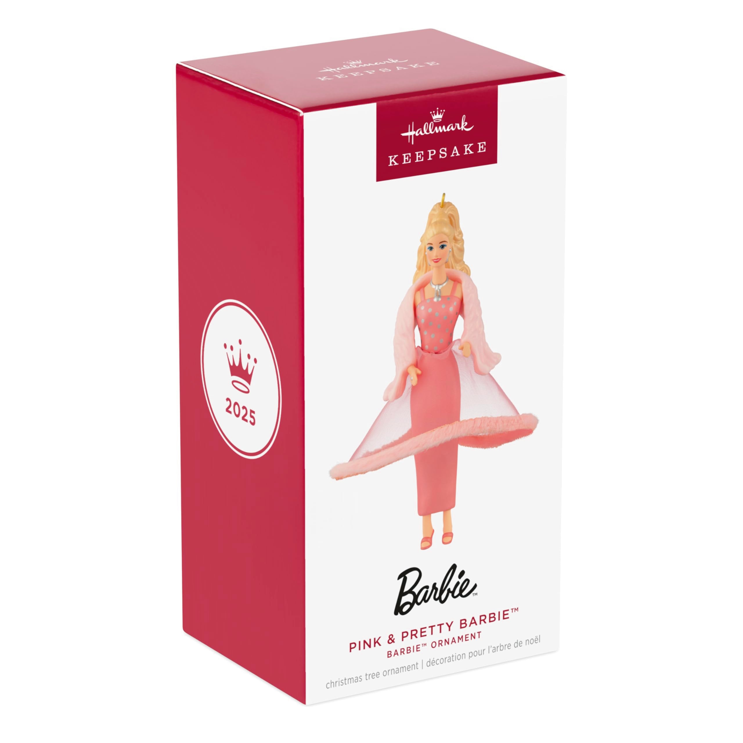 Pink & Pretty Barbie 2025 Hallmark Keepsake Christmas Barbie Ornament