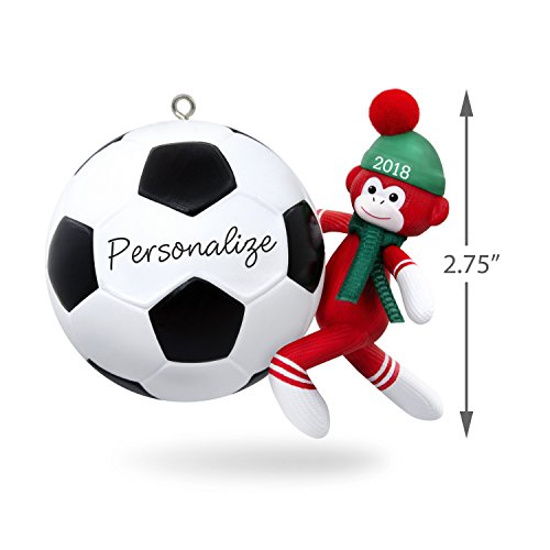 Hallmark Keepsake Personalized Christmas Ornament 2018 Year Dated, Soccer Star Sock Monkey