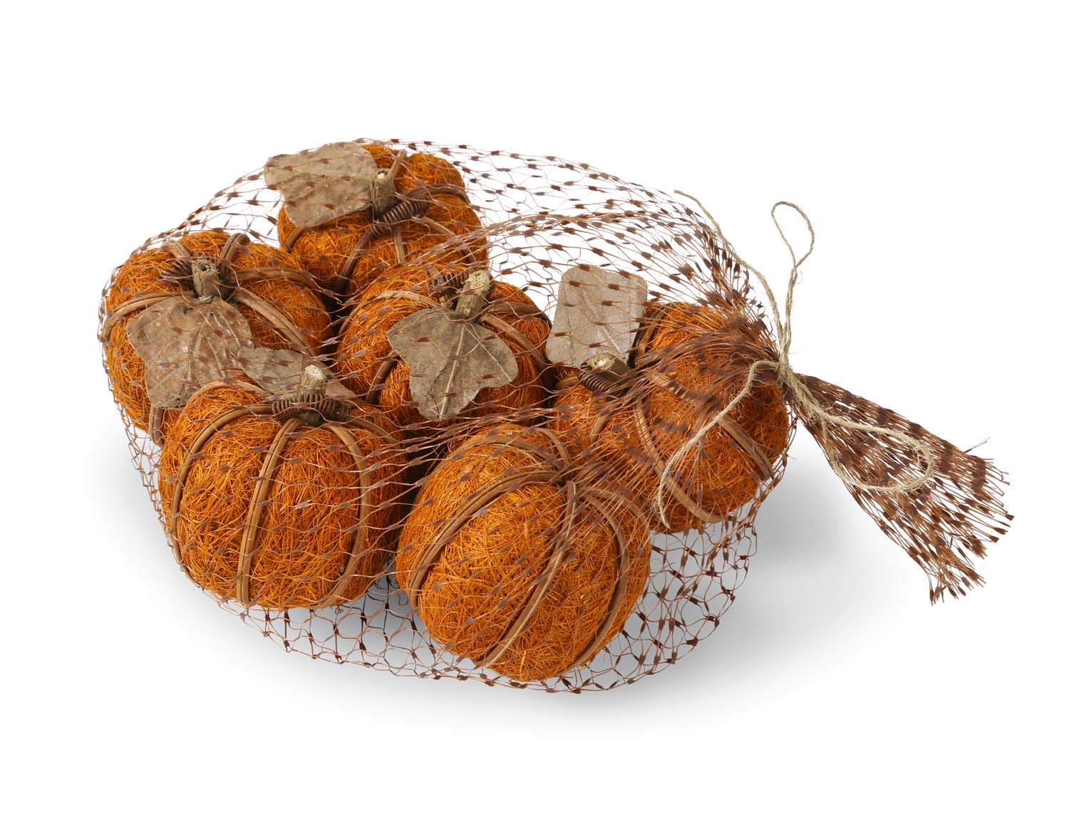 Bag of 6 Orange Husk Pumpkins, Polyfoam