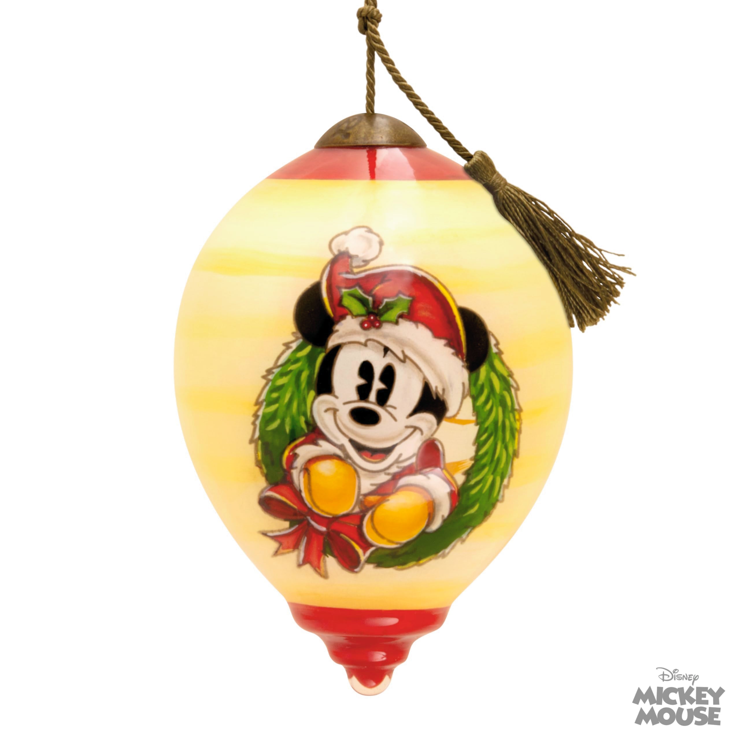 Hallmark Disney Ne'Qwa Art Mickey Mouse Christmas Ornament, Hand-Painted Glass