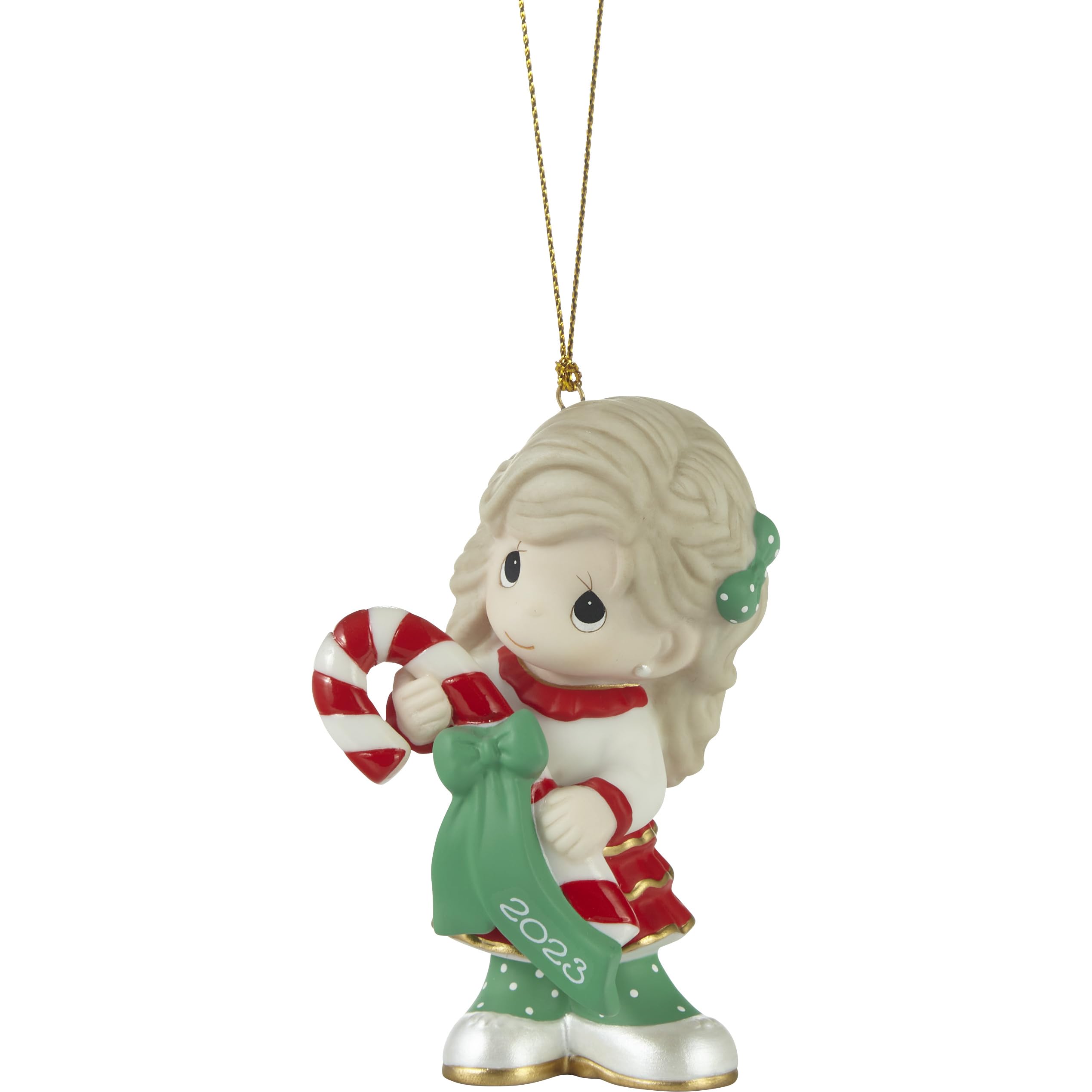 Precious Moments 231002 Sweet Christmas Wishes 2023 Dated Girl Bisque Porcelain Ornament