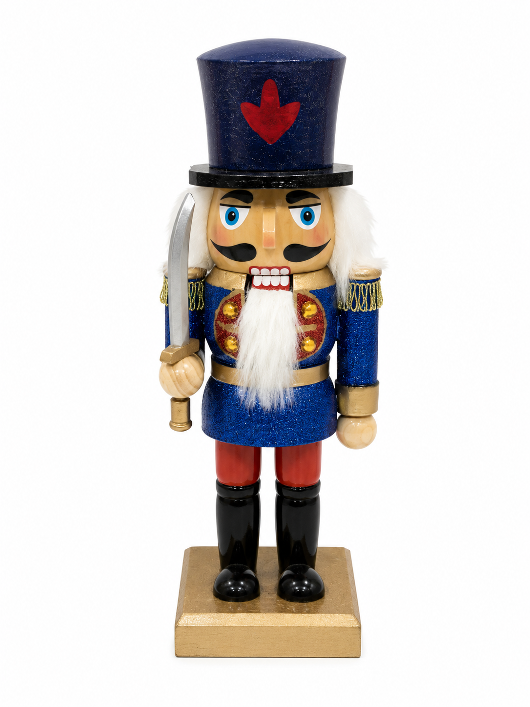 Transpac Blue Hat Wooden Christmas Nutcracker Soldier Figure