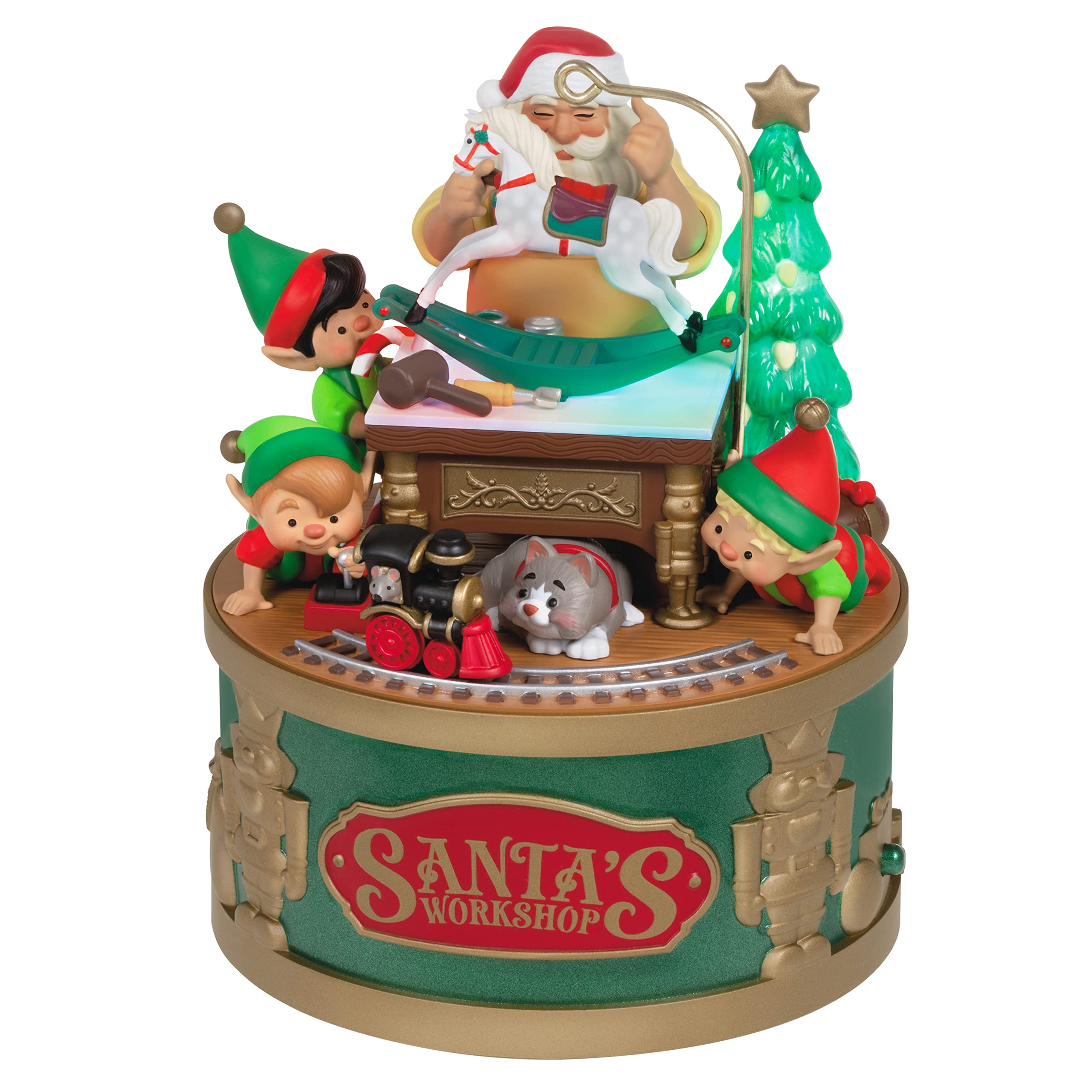 Hallmark Keepsake Christmas Ornament 2022, Santa's Workshop Wonders, Light and Sound, Plastic