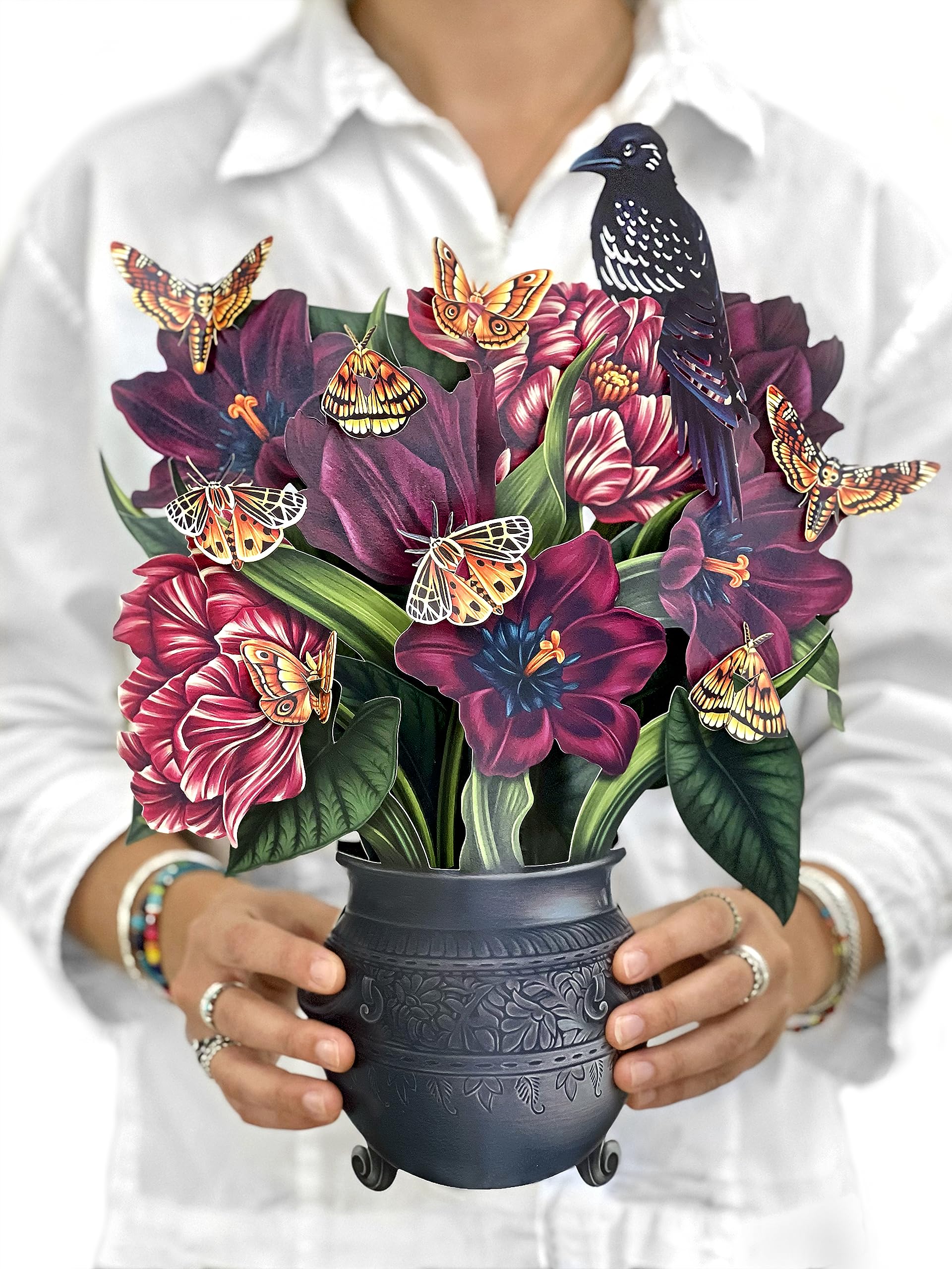 FreshCut Paper "Moonlight Garden" Life-Sized Pop-Up Flower Bouquet Card