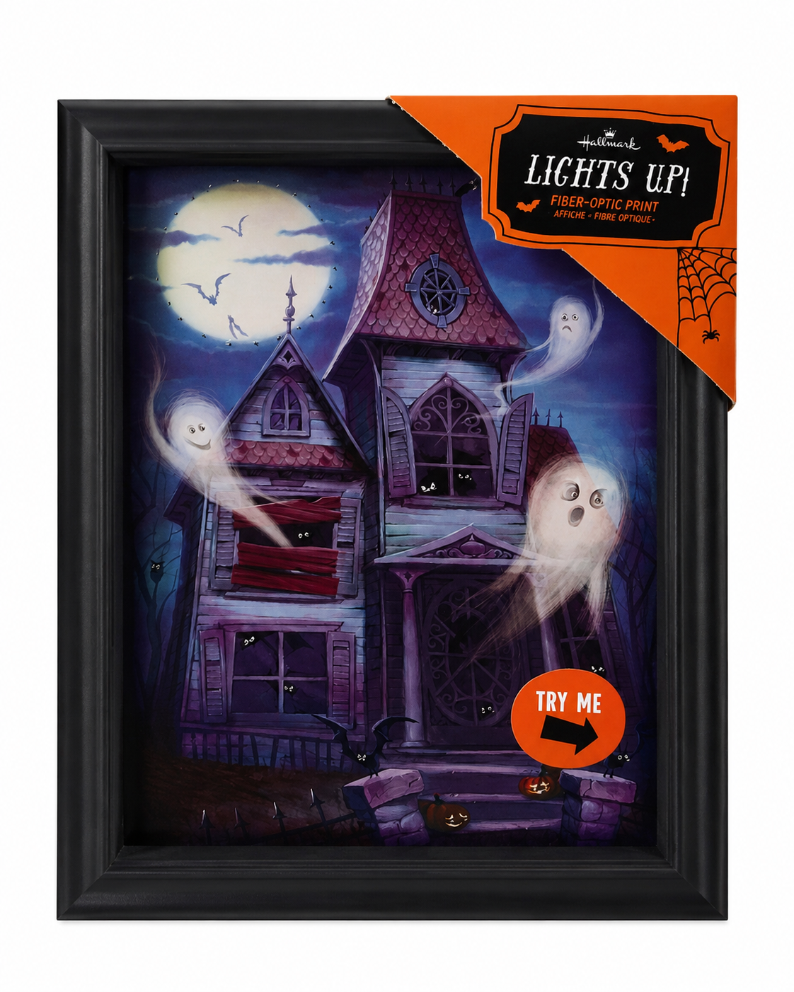 Lights Up! Fiber-Optic Print Hallmark Light-Up Haunted House Painting