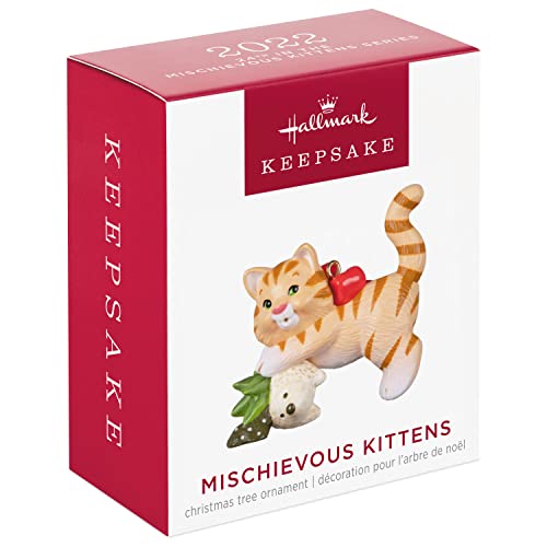 Hallmark Keepsake Christmas Ornament 2022, Mischievous Kittens Tabby, Mini Tree Ornament,Plastic