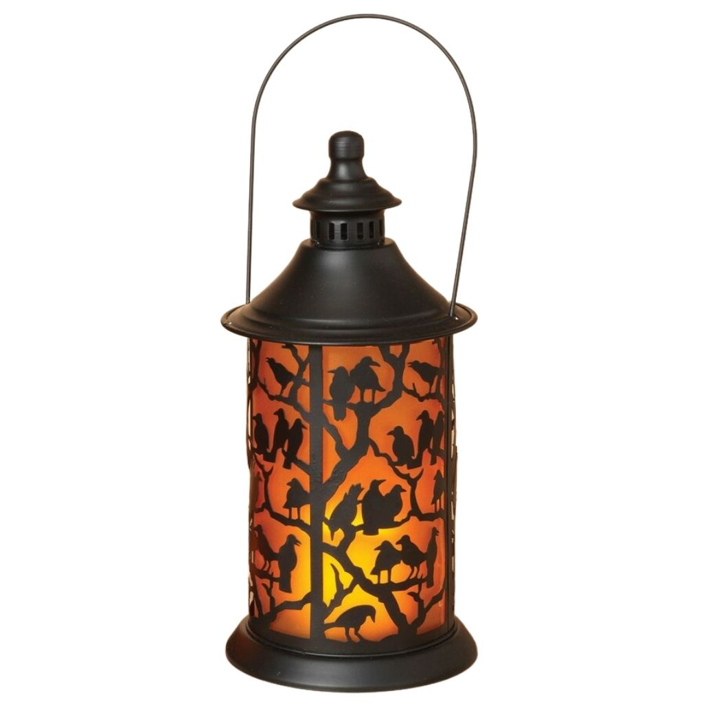 Metal Halloween Lantern - Crows