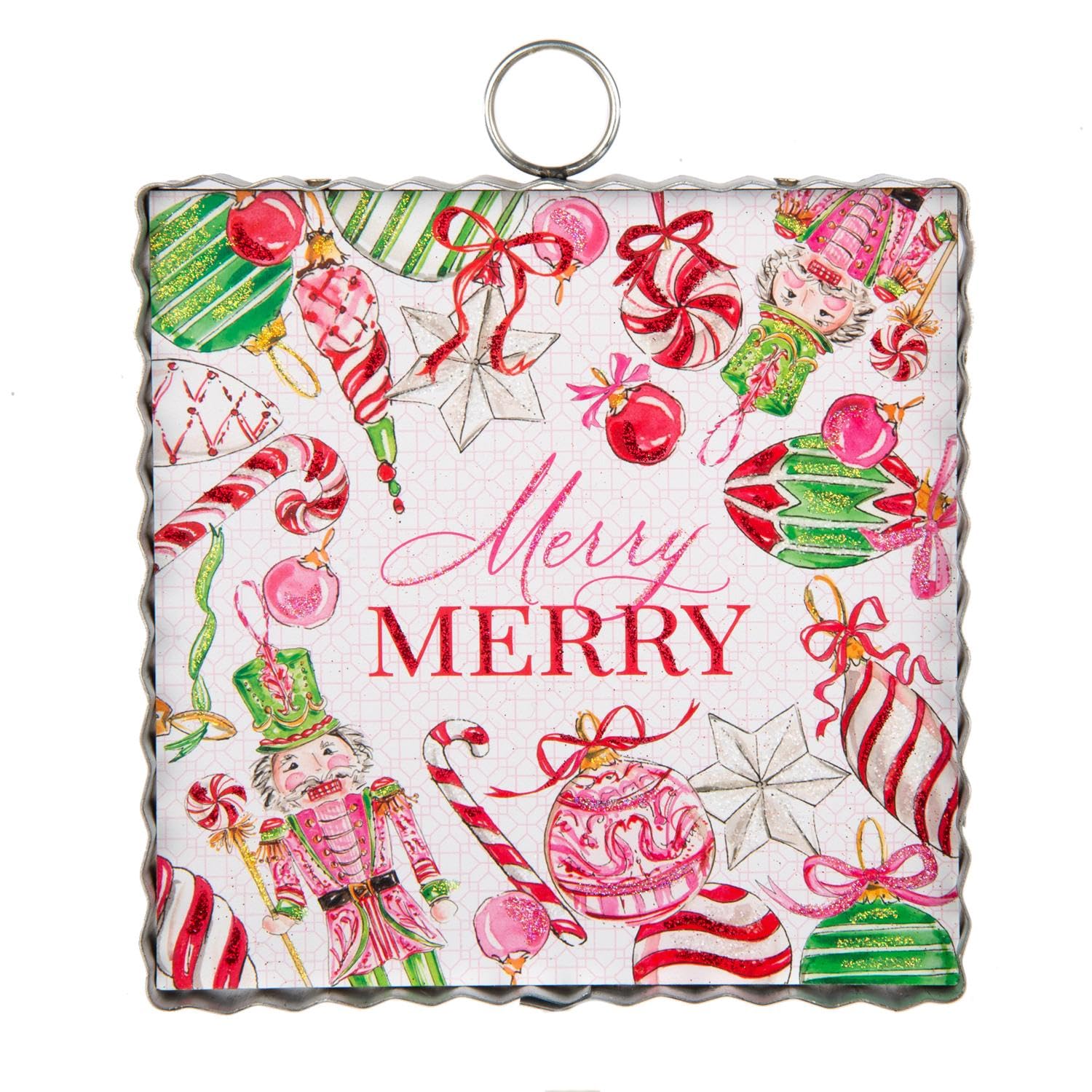The Round Top Collection Pink Nutcracker "Merry Merry" Crimped Metal Plaque