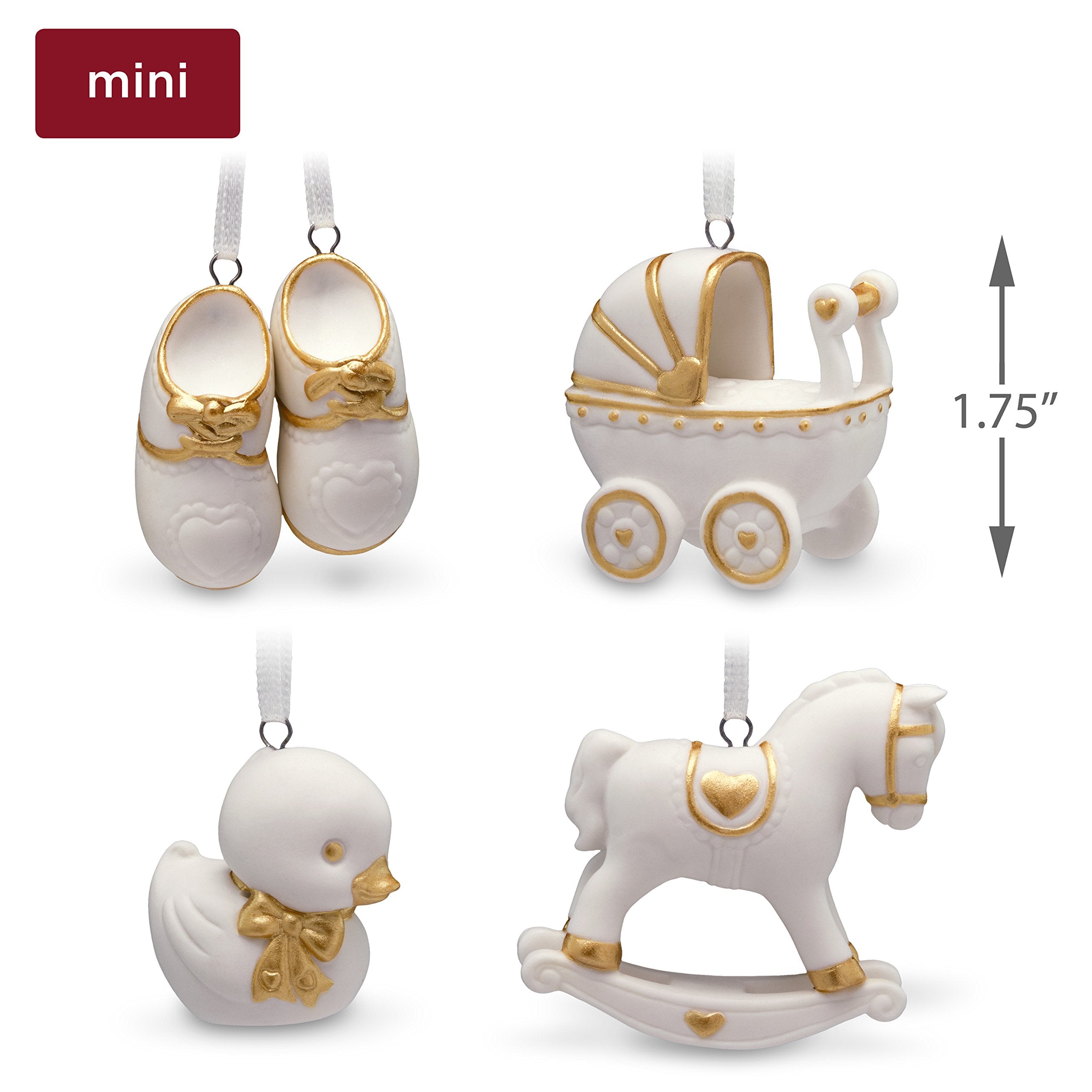 Hallmark Keepsake Mini Christmas Ornaments 2018 Year Dated, Welcome Baby Miniature, Set of 4 Porcelain