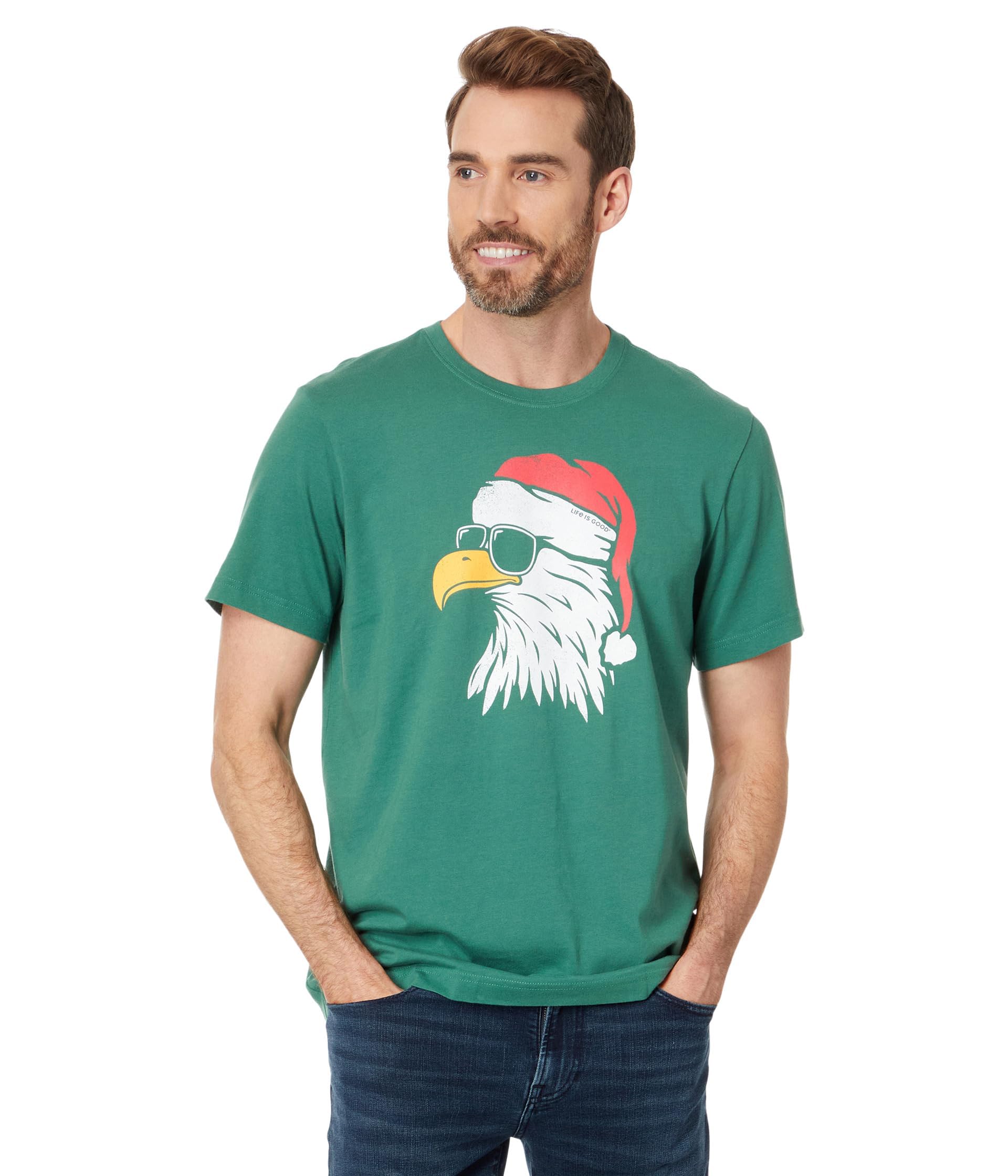 Life is Good Holiday Eagle Short Sleeve Crusher™ Tee Spruce Green - Mens L