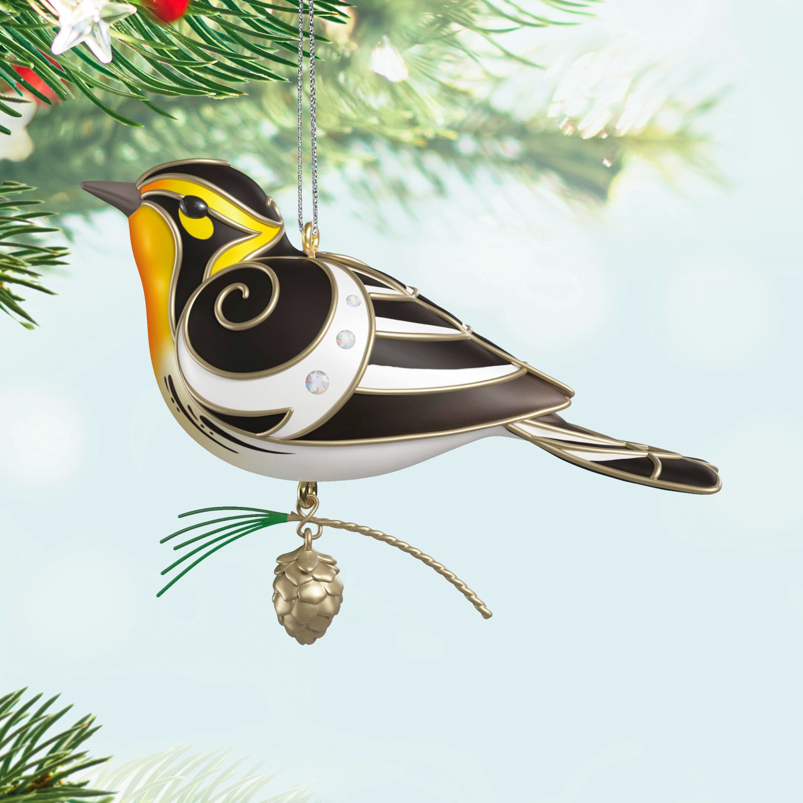 Hallmark Keepsake Christmas Ornament 2025, The Beauty of Birds Blackburnian Warbler, Gifts for Nature Lovers