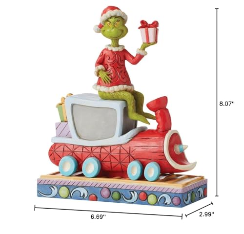 Enesco Jim Shore Dr. Seuss The Grinch on Train Figurine, 8.07 Inch, Multicolor