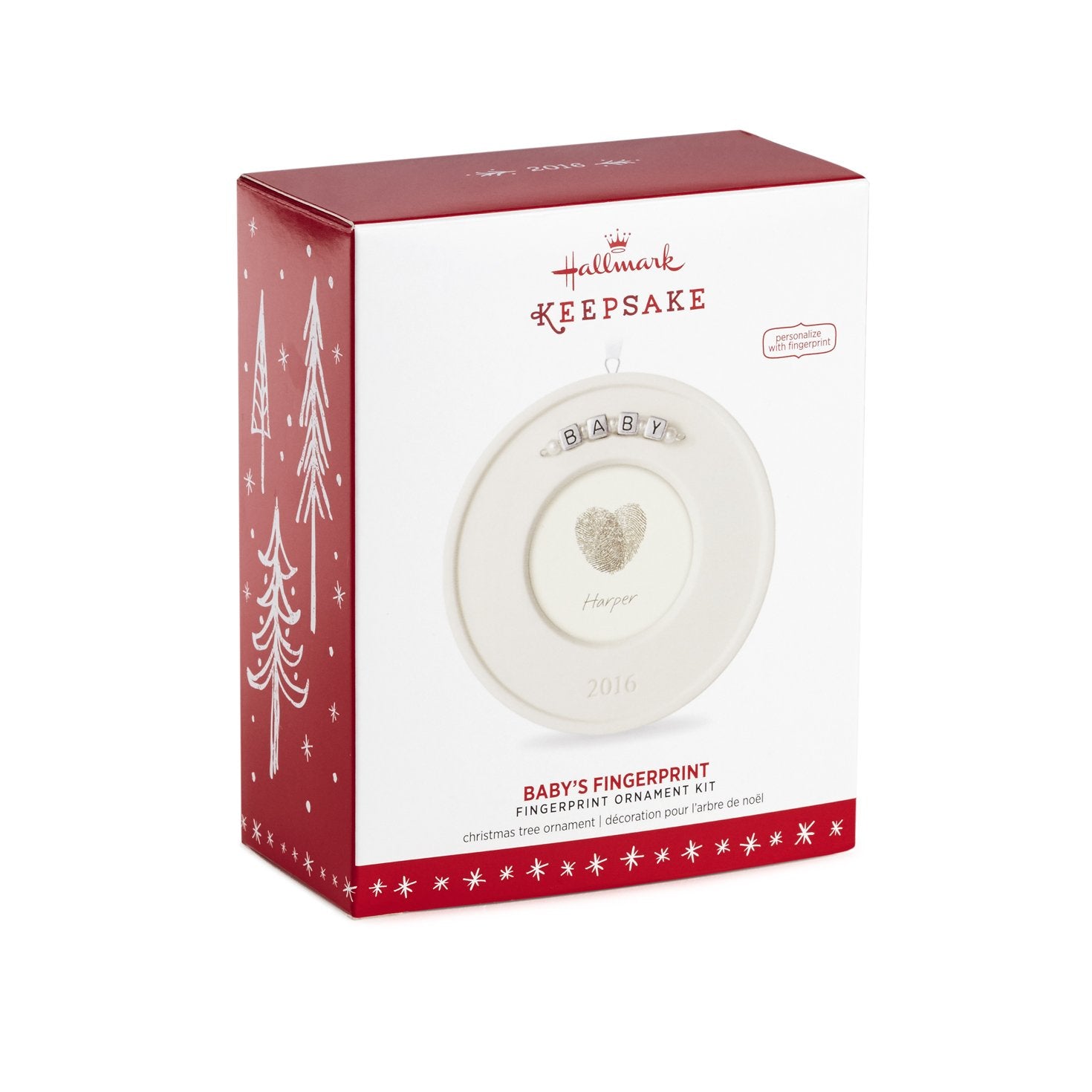 Hallmark Fingerprint Ornament Kit Christmas Ornament Baby's Fingerprint Dated 2016 Keepsake Ornament