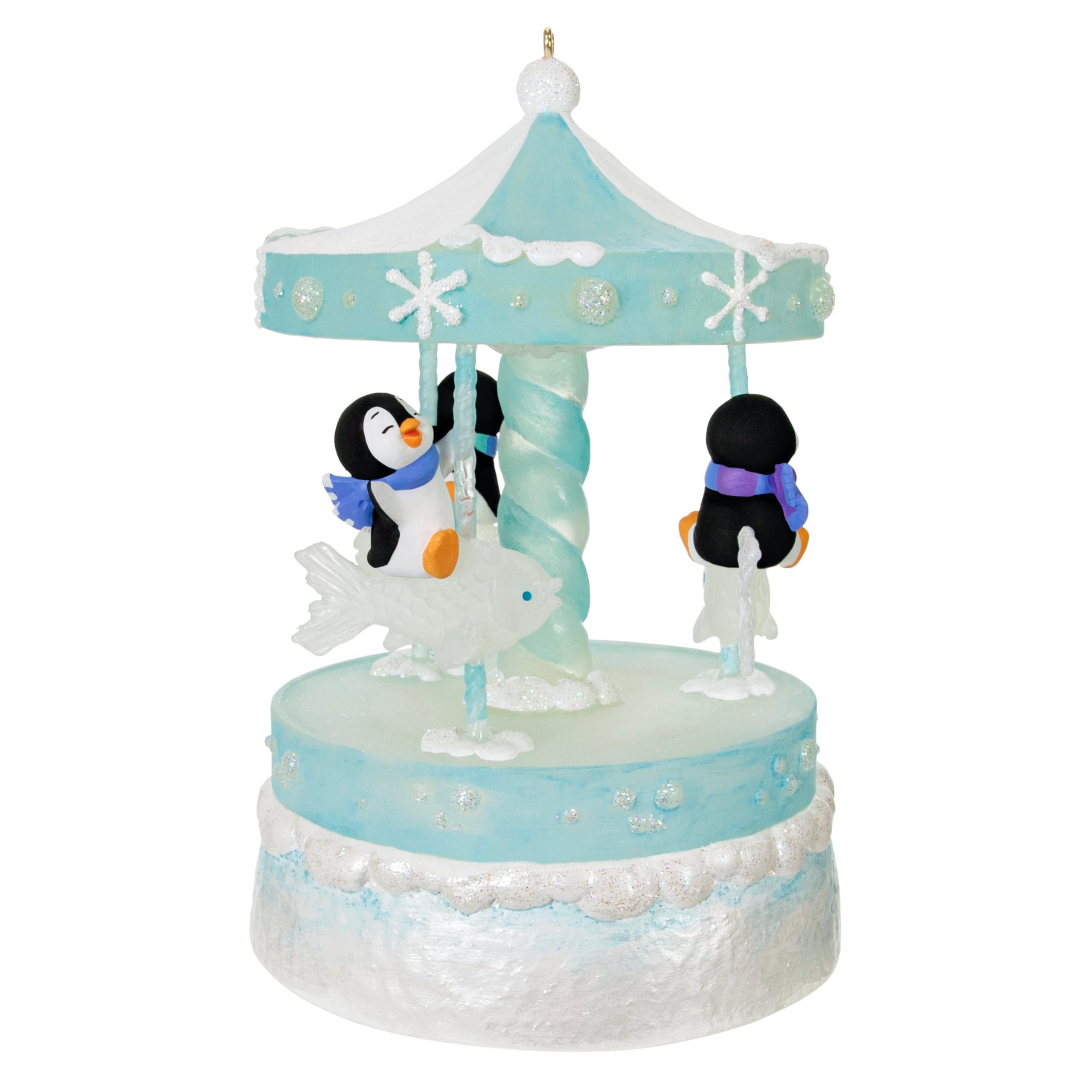 Hallmark Keepsake Christmas Ornament 2024, Playful Penguins on Carousel Musical With Light and Motion, Family Gifts