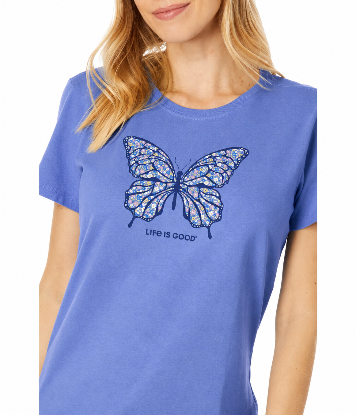 Extra Large Life is Good Ditsy Floral Butterfly Short Sleeve Crusher™ T-Shirt