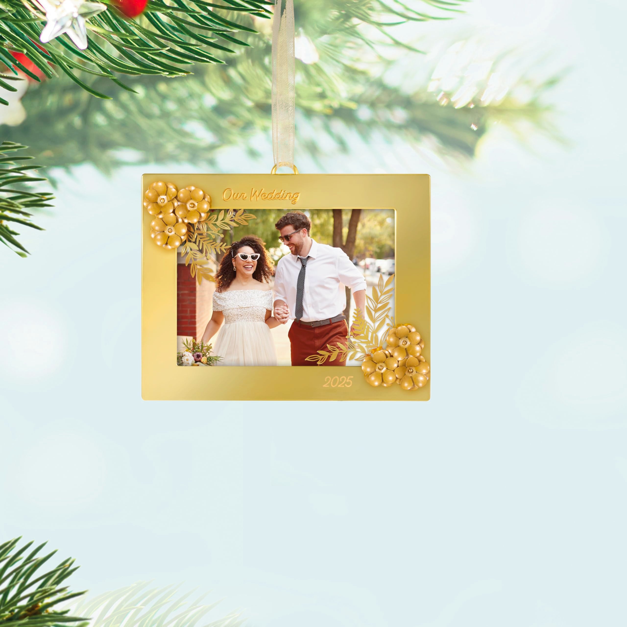 Our Wedding 2025 Hallmark Keepsake Photo Frame Christmas Ornament