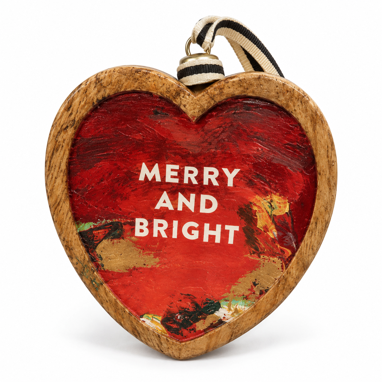 ArtLifting "Merry and Bright" Wooden Heart Christmas Ornament