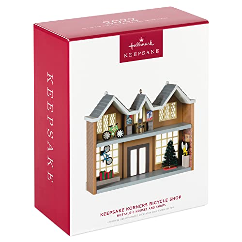 Hallmark Keepsake Plastic Christmas Ornament 2022 Year-Dated, Nostalgic Houses and Shops Keepsake Korners Bicycle Shop
