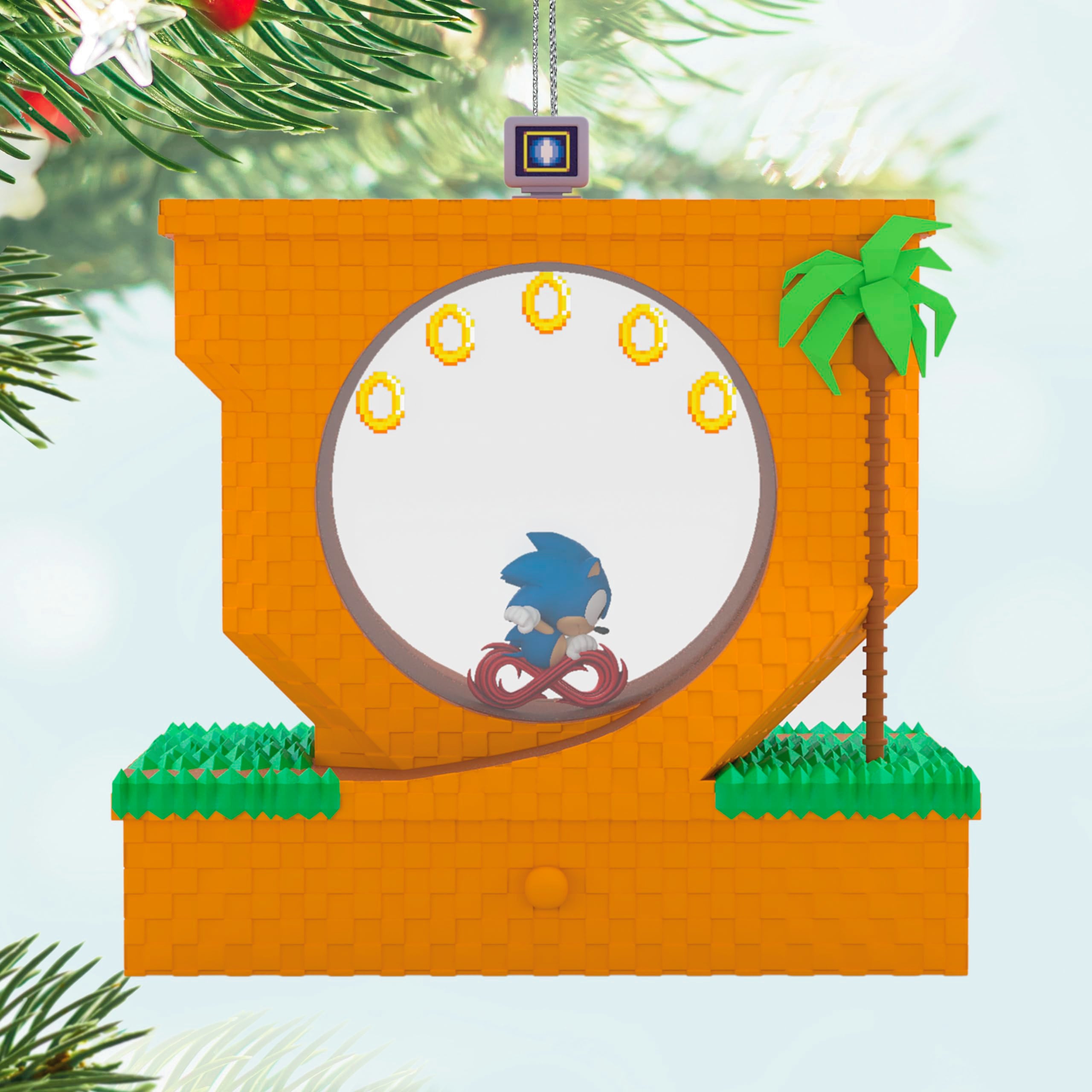 Hallmark Keepsake Christmas Ornament 2024, Sonic the Hedgehog Sonic Collecting Rings With Light, Sound and Motion, Gifts for Gamers