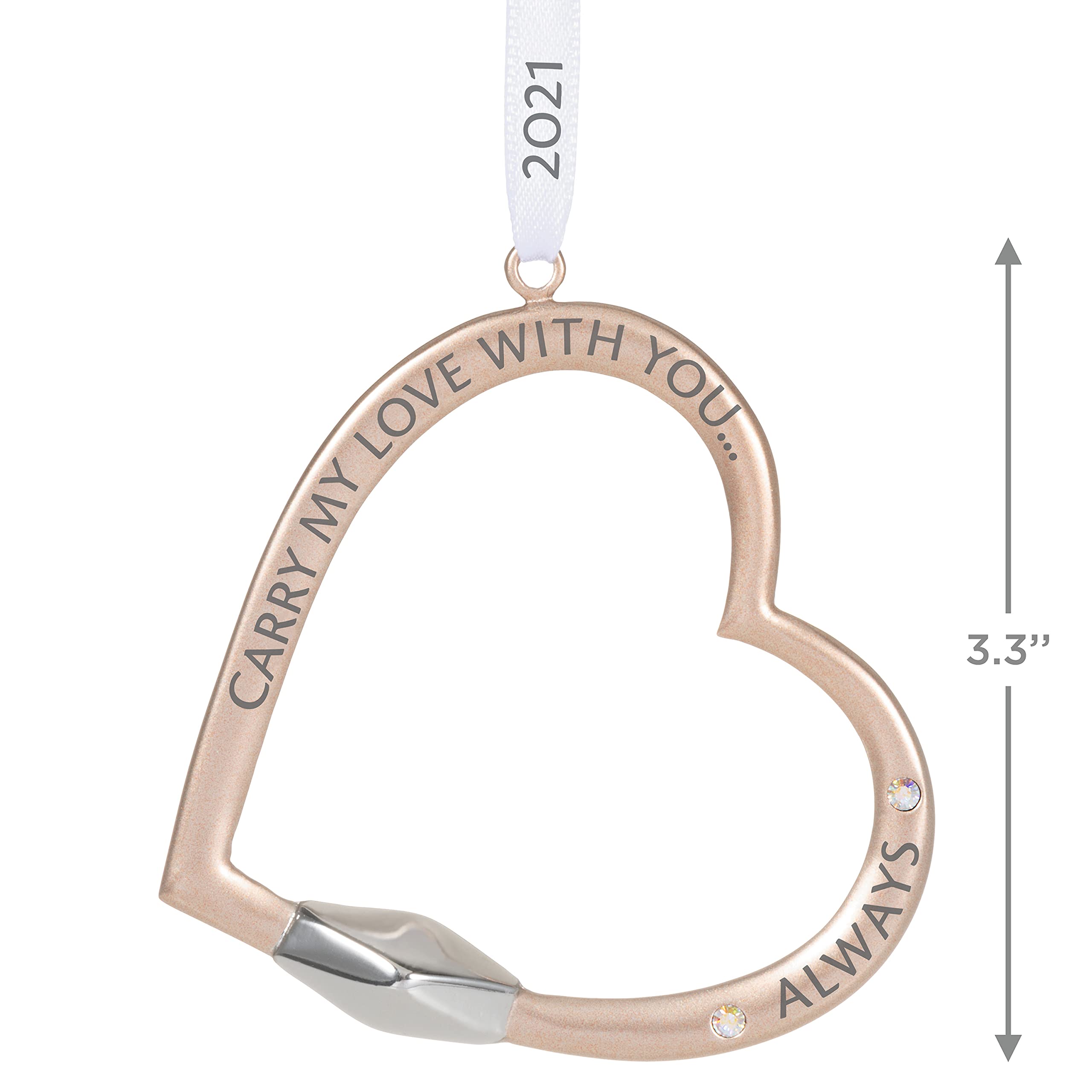 Hallmark Keepsake Christmas Ornament 2021, Carry My Love Heart Shaped Carabiner