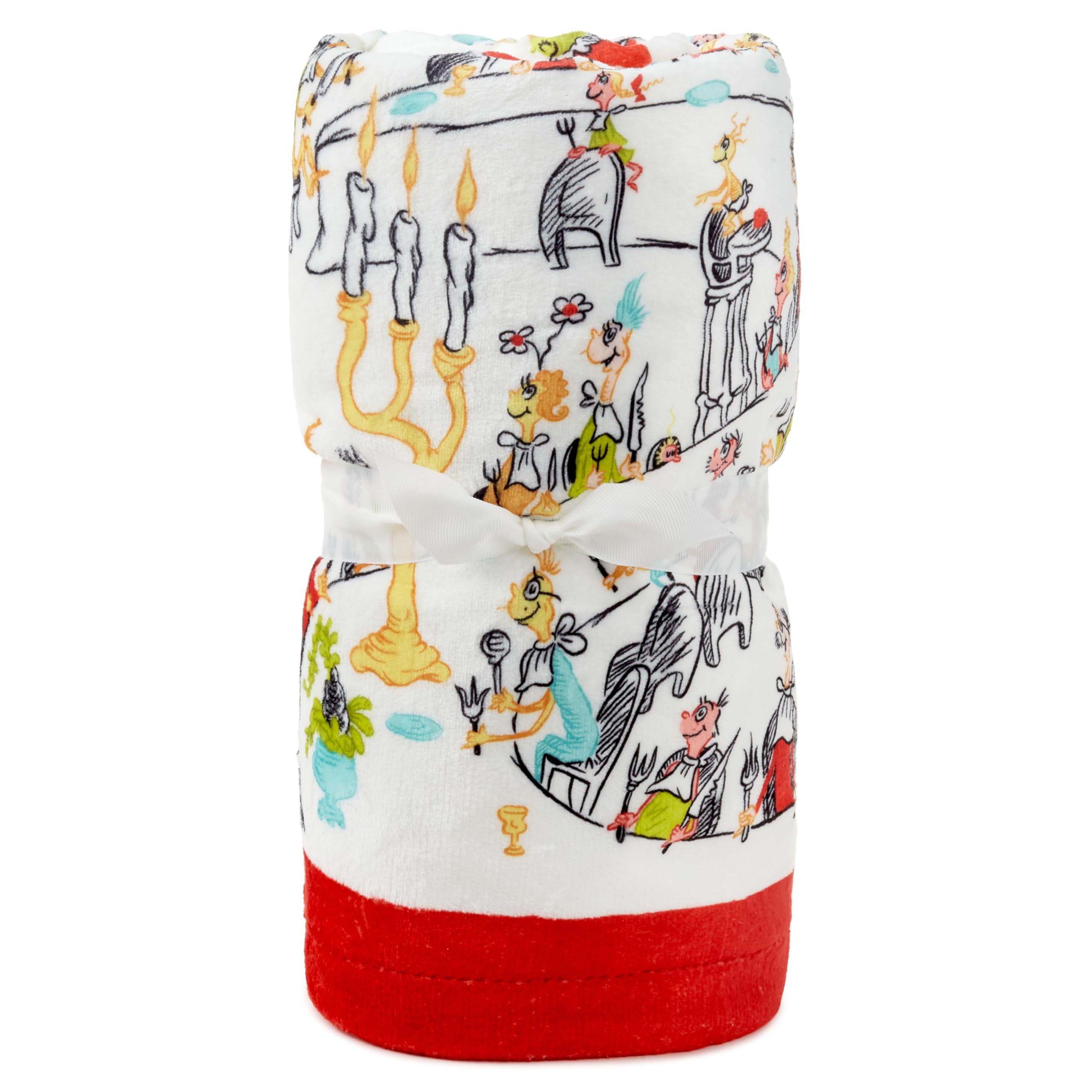Dr. Seuss How the Grinch Stole Christmas Whoville Feast Plush Throw Blanket 50" x 60"