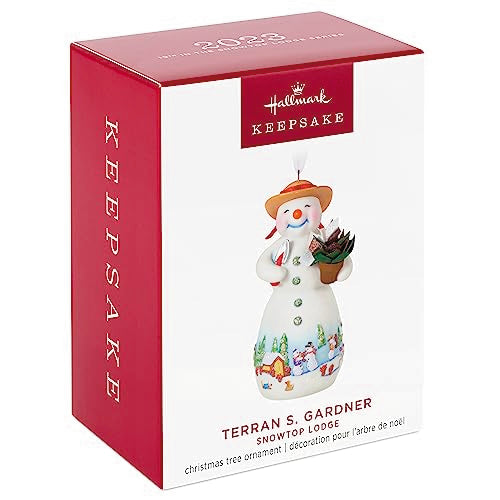 Hallmark Keepsake Christmas Ornament 2023, Snowtop Lodge Terran S. Gardner, Porcelain Ornament, Snowman Gifts