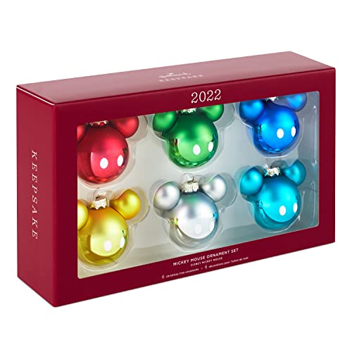 Hallmark Keepsake Christmas Ornament 2022, Disney Mickey Mouse, Glass Set of 6