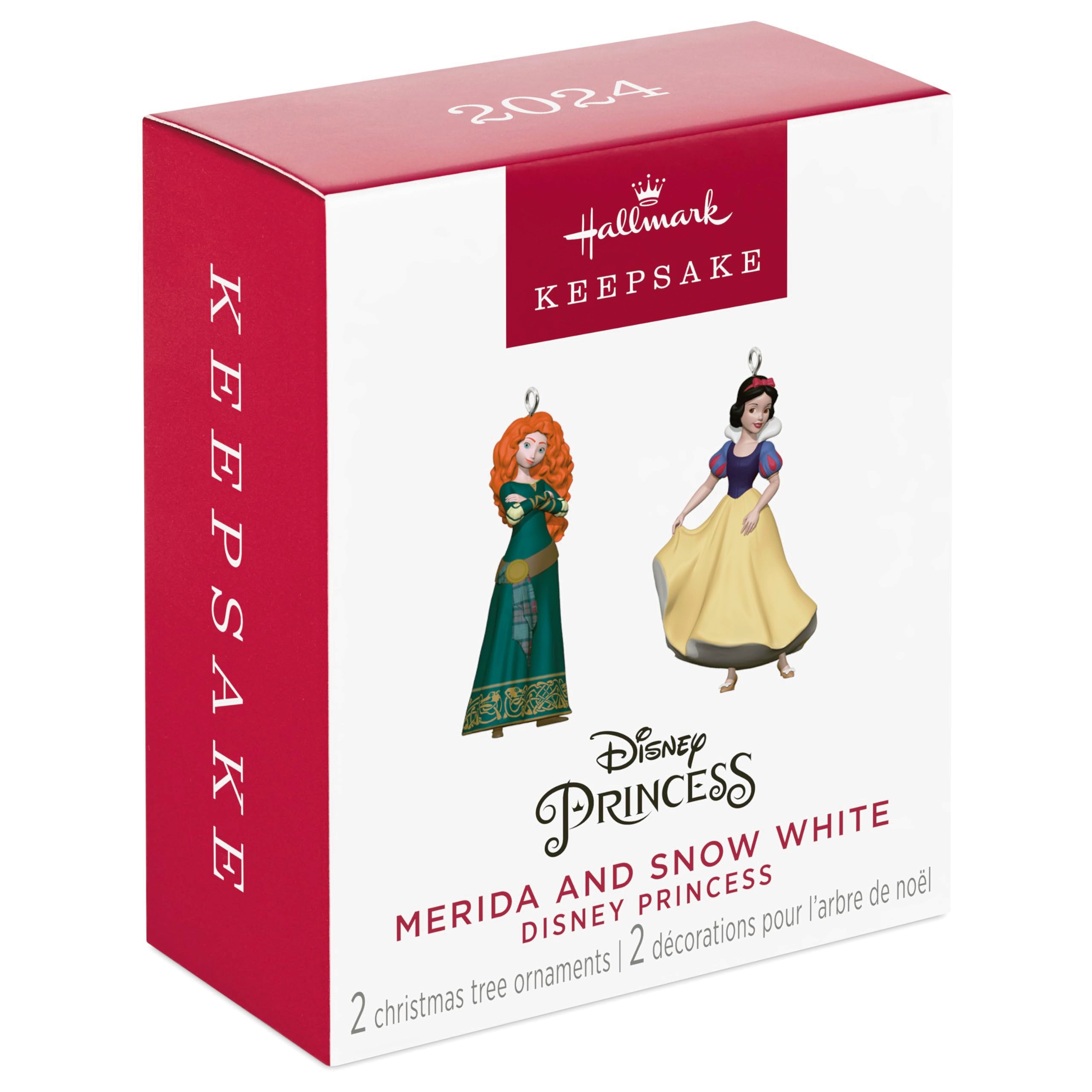 Hallmark Keepsake Disney Princess Mini Christmas Ornaments 2024, Merida and Snow White, Set of 2