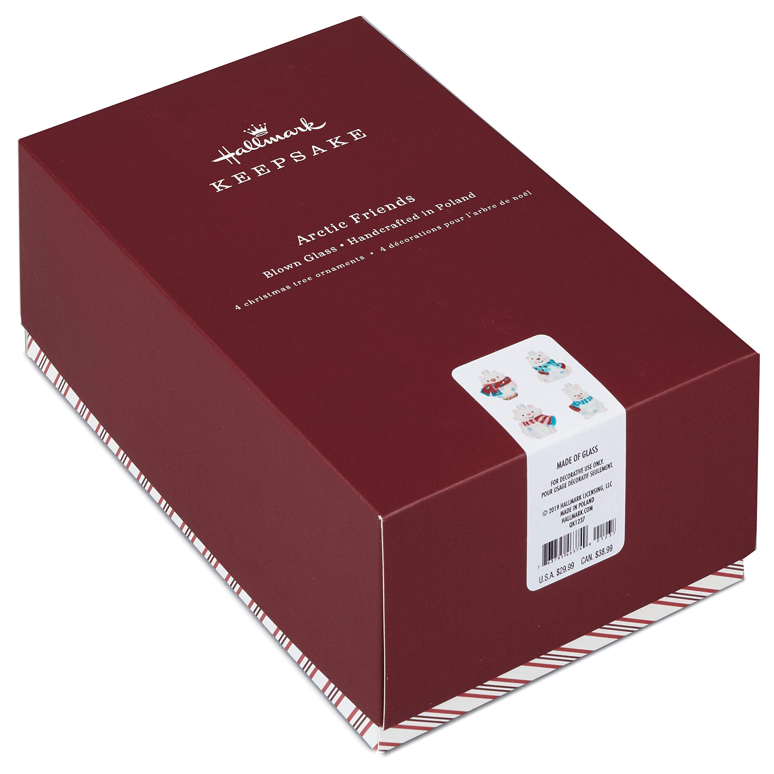 Hallmark Keepsake Mini Christmas Ornaments 2019 Year Dated, Arctic Friends Animals Miniature Blown Glass Ornament, Set of 4