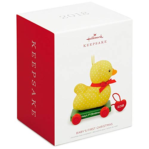 Hallmark Keepsake Christmas Ornament 2018 Year Dated, Baby's First Christmas, Fabric and Wood