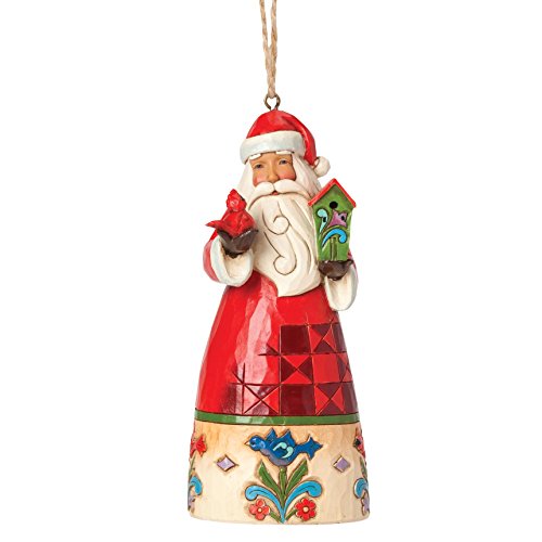 Enesco Jim Shore Heartwood Creek Santa with Birdhouse Ornament, 4.75-Inch