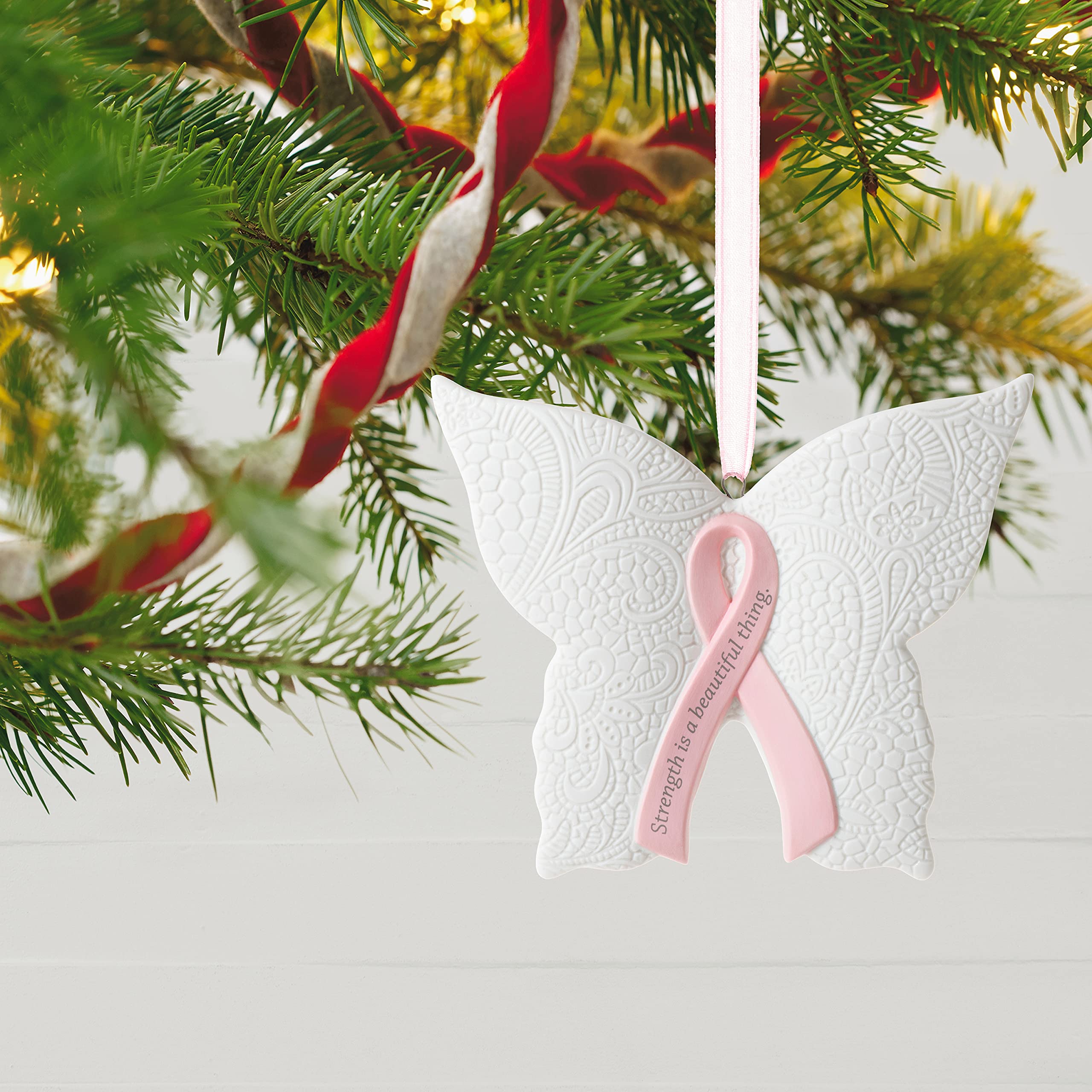 Hallmark Keepsake Christmas Ornament 2021, Strength is Beautiful Butterfly Benefiting Susan G. Komen, Porcelain