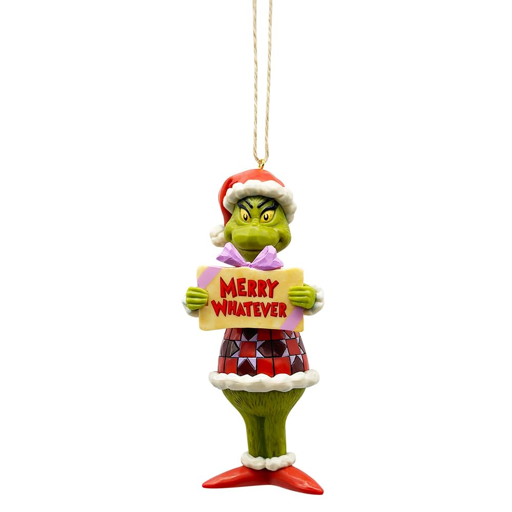 Enesco Dr. Seuss Grinch by Jim Shore Merry Whatever Sign Santa Grinch Hanging Ornament