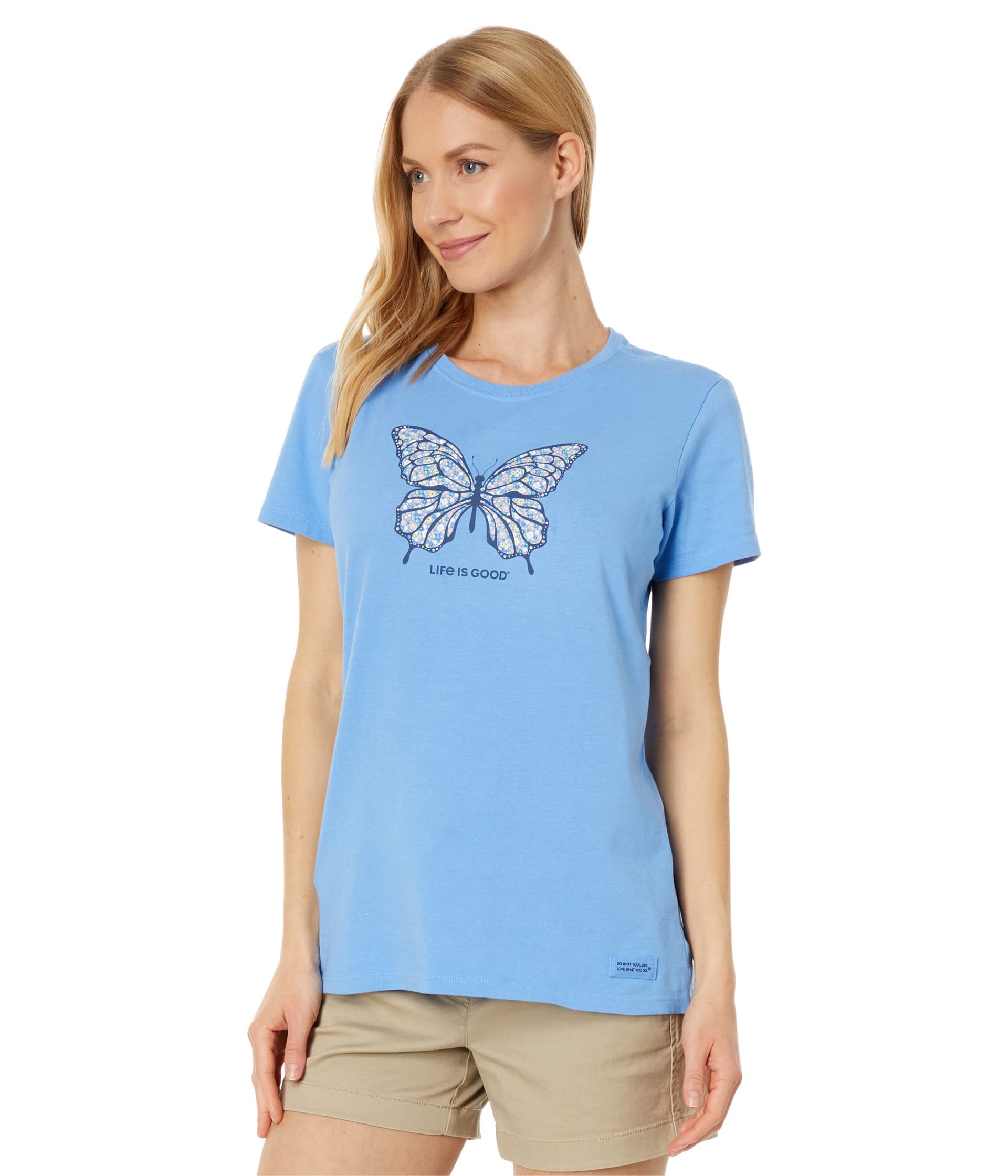 Small Life is Good Ditsy Floral Butterfly Short Sleeve Crusher™ Tee Cornflower Blue
