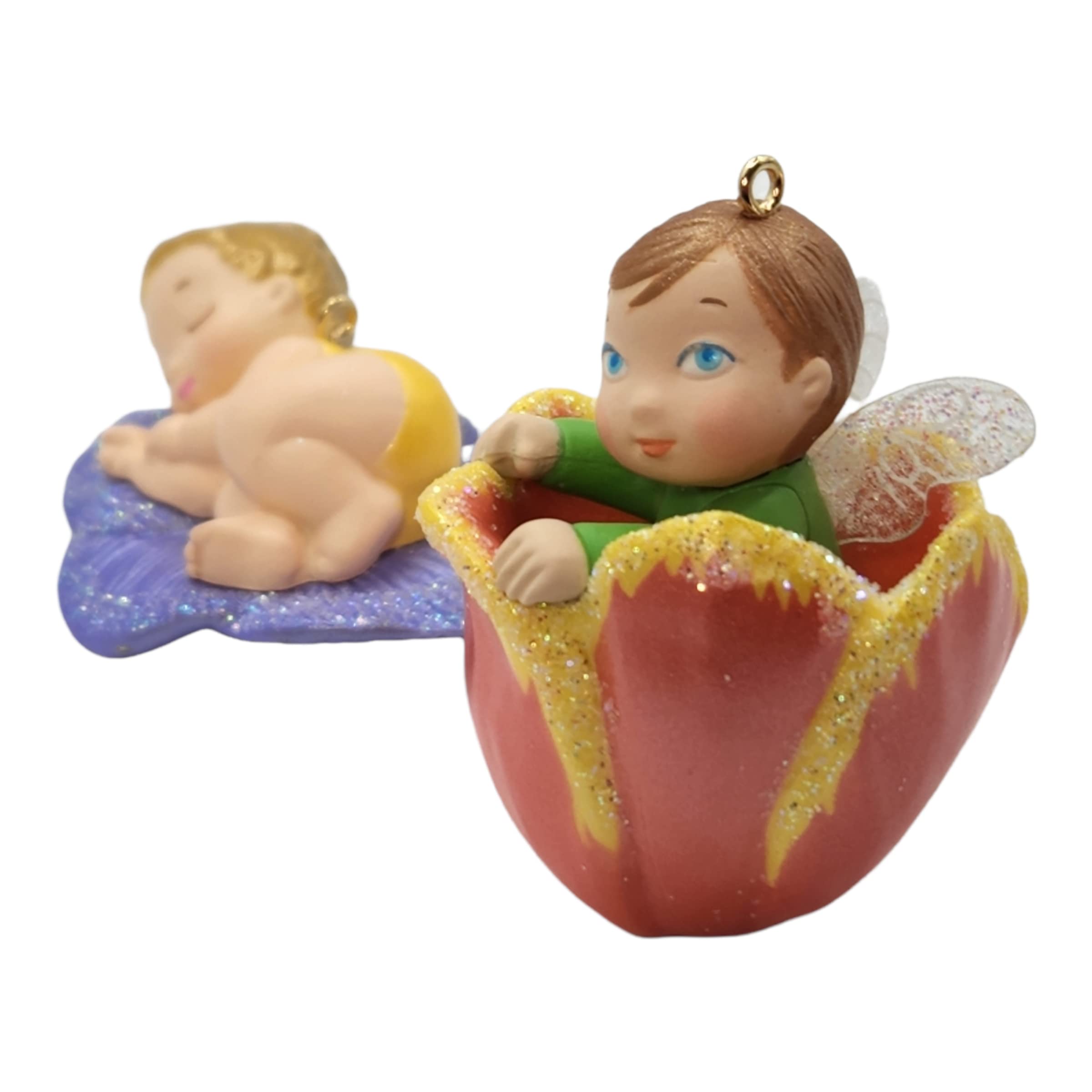 Hallmark Keepsake Ornament Pansy and Tulip Baby Fairy Messenger Series 2 Piece