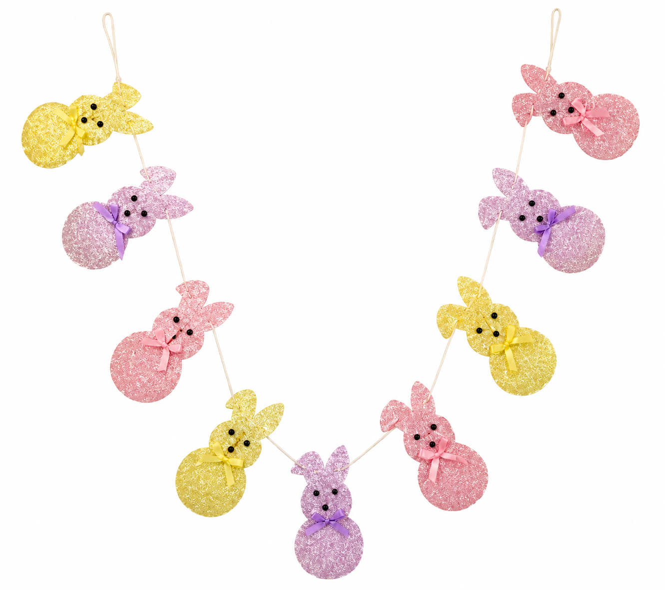 60" Sugared Bunny Peep Garland, Cutesy Garland, Sparkly Bunnies, Easter Decor